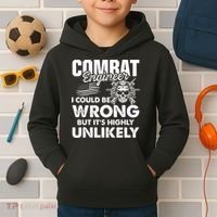 Combat Engineer Distressed American Flag U.S. Military Kids Hoodie thumb 2