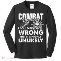 Combat Engineer Distressed American Flag U.S. Military Kids Long Sleeve Shirt thumb 0