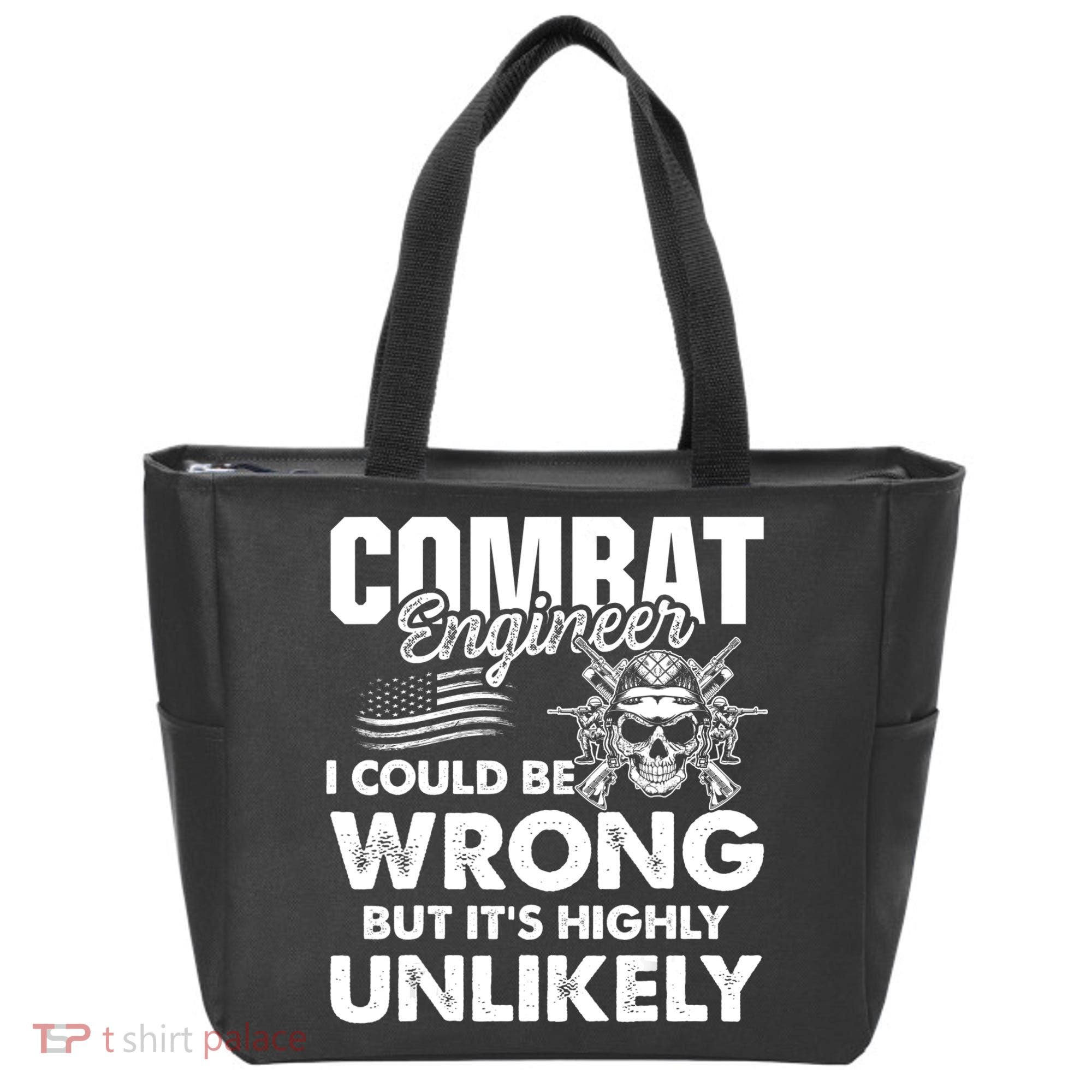 Combat Engineer Distressed American Flag U.S. Military Tote Bag