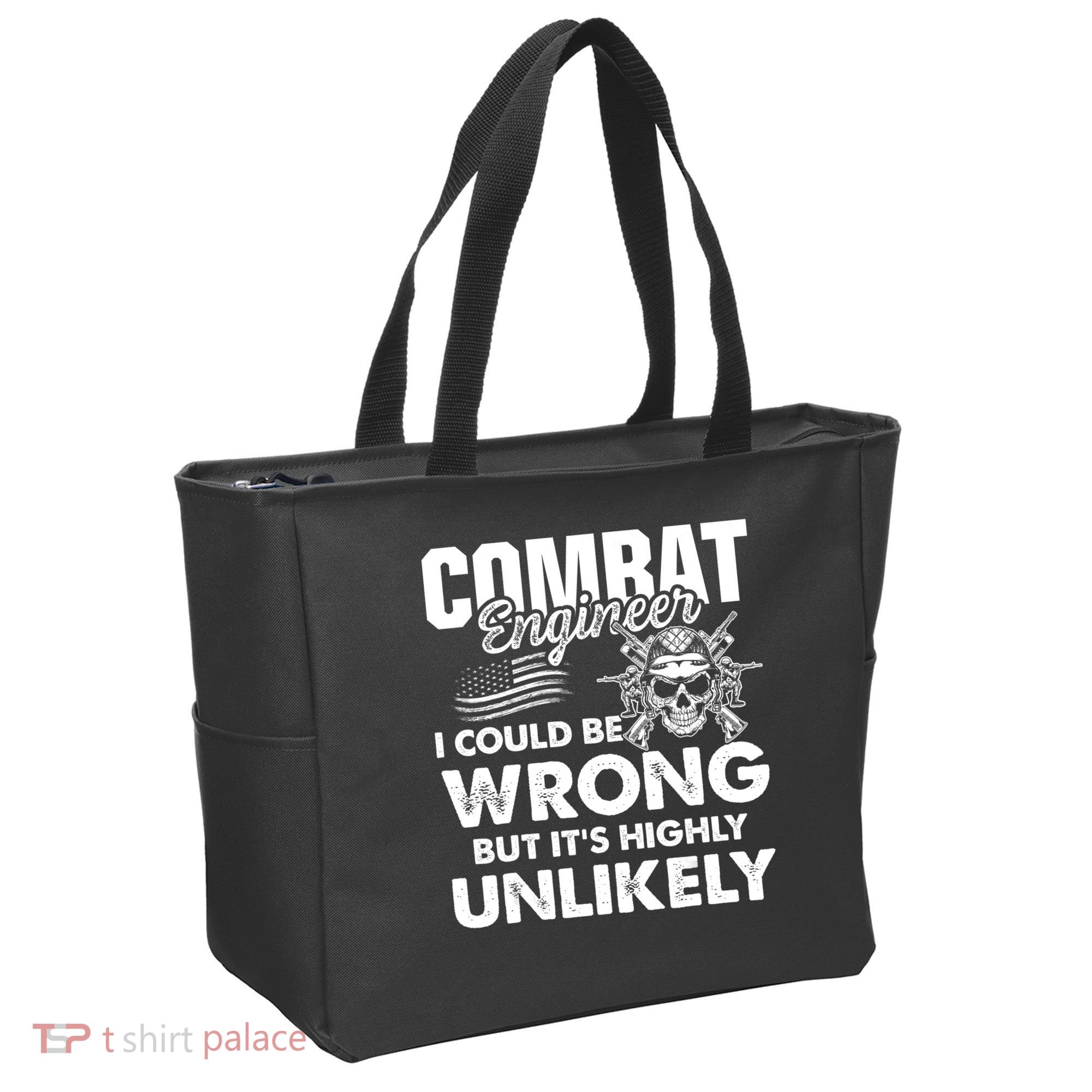 Combat Engineer Distressed American Flag U.S. Military Tote Bag