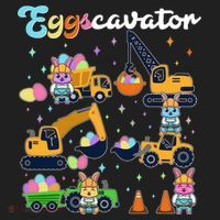 Cute Easter Eggscavator Construction Bunny Rabbits Women's Sweatshirt thumb 2