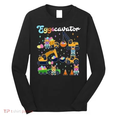 Cute Easter Eggscavator Construction Bunny Rabbits Long Sleeve Shirt