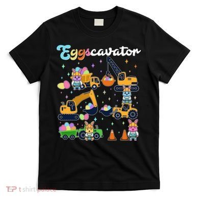 Cute Easter Eggscavator Construction Bunny Rabbits T-Shirt