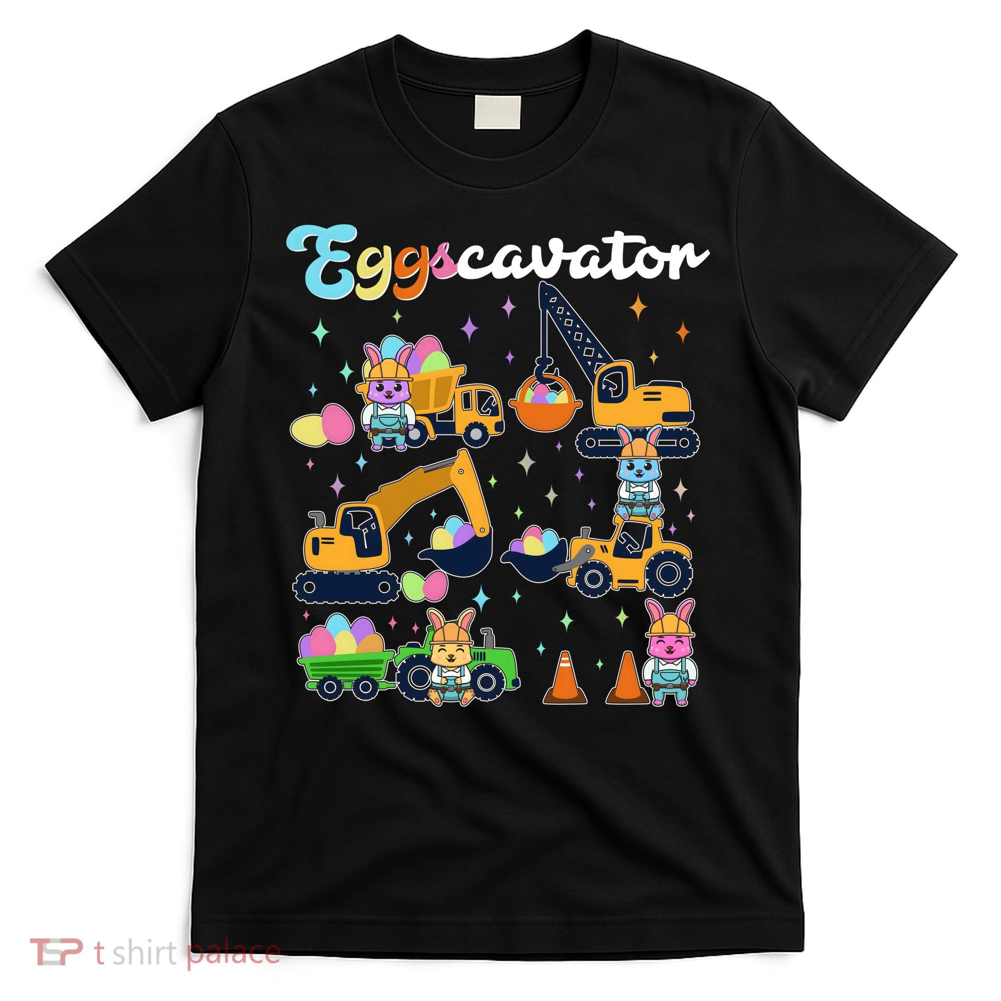 Cute Easter Eggscavator Construction Bunny Rabbits T-Shirt