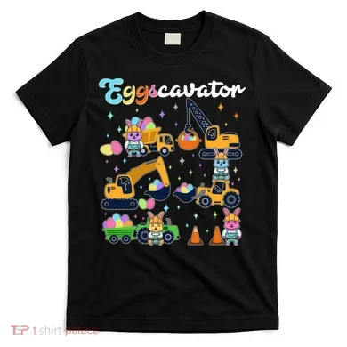 Cute Easter Eggscavator Construction Bunny Rabbits T-Shirt