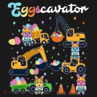 Cute Easter Eggscavator Construction Bunny Rabbits T-Shirt thumb 7