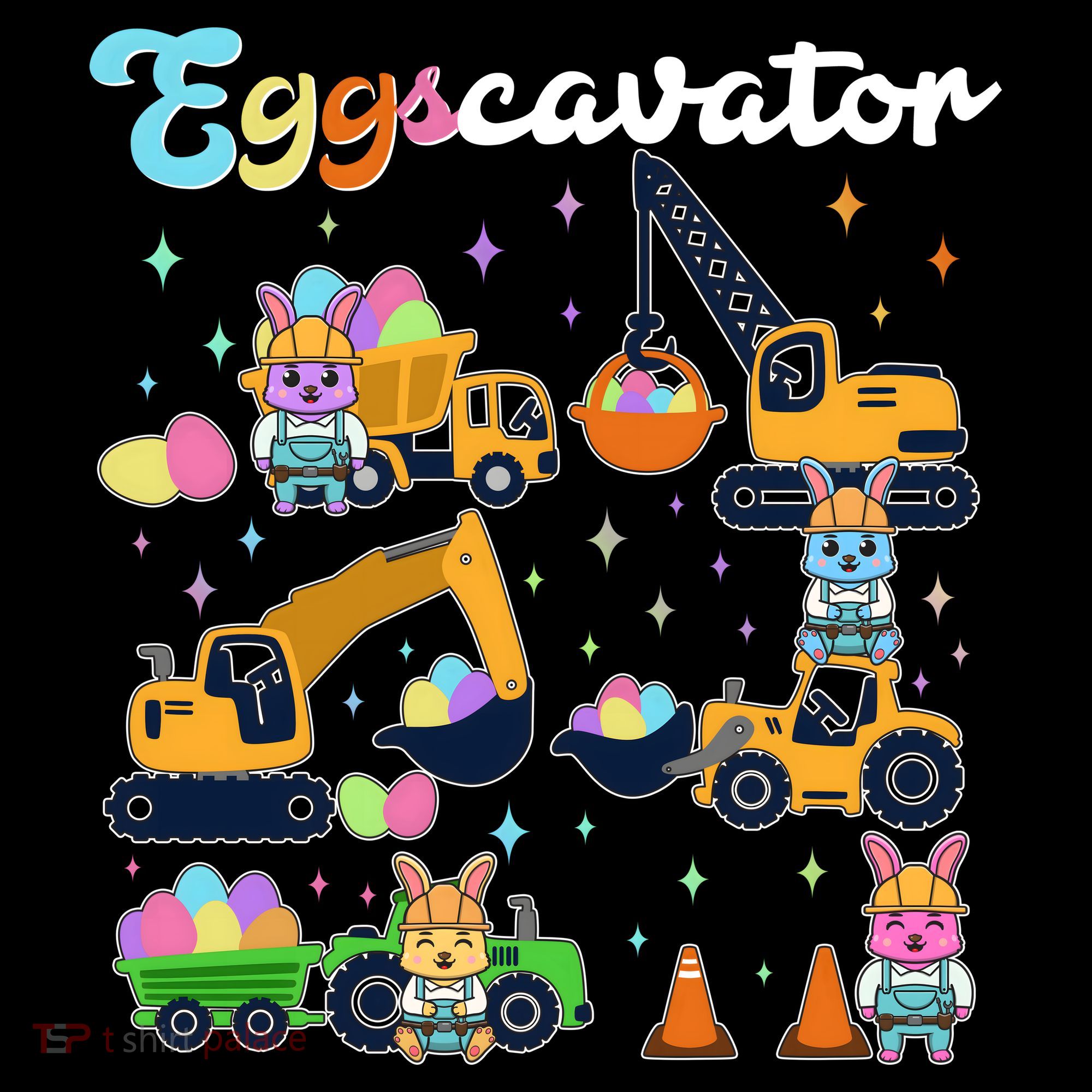 Cute Easter Eggscavator Construction Bunny Rabbits Bucket Hat
