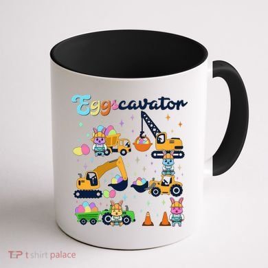Cute Easter Eggscavator Construction Bunny Rabbits Coffee Mug back