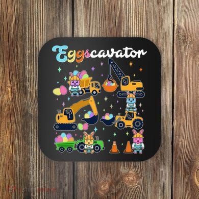 Cute Easter Eggscavator Construction Bunny Rabbits Coaster