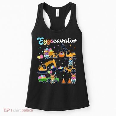 Cute Easter Eggscavator Construction Bunny Rabbits Women's Tank Top