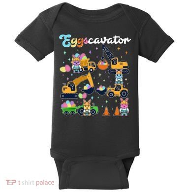 Cute Easter Eggscavator Construction Bunny Rabbits Baby Bodysuit
