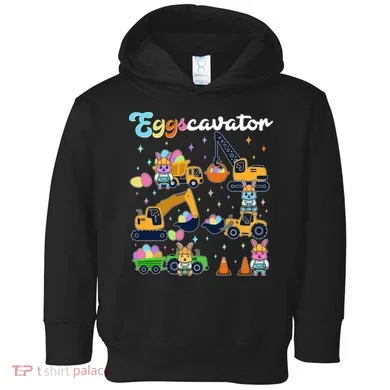 Cute Easter Eggscavator Construction Bunny Rabbits Toddler Hoodie