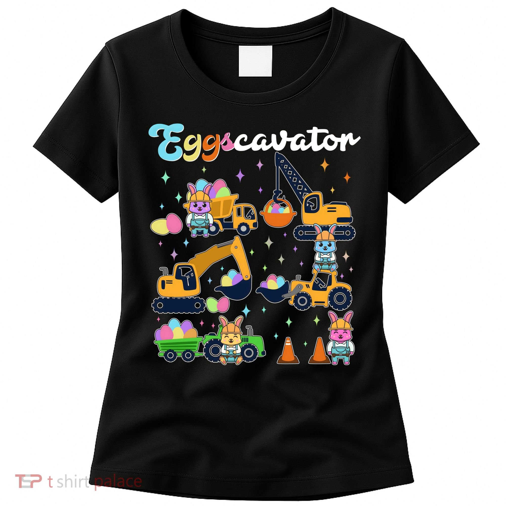 Cute Easter Eggscavator Construction Bunny Rabbits Women's T-Shirt