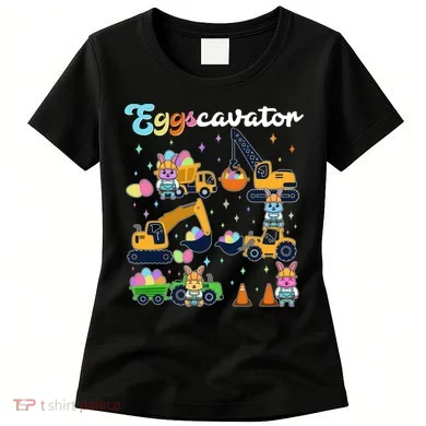Cute Easter Eggscavator Construction Bunny Rabbits Women's T-Shirt