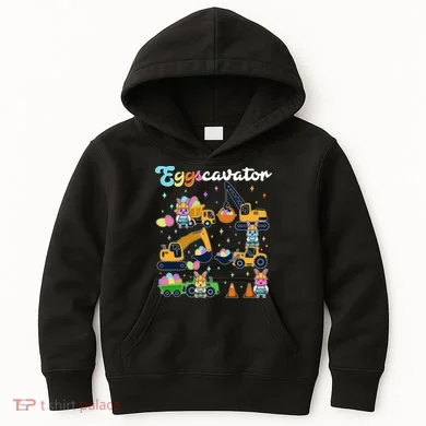 Cute Easter Eggscavator Construction Bunny Rabbits Kids Hoodie