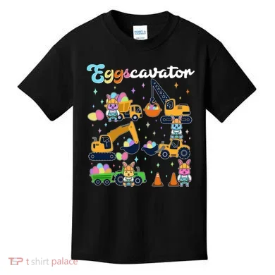Cute Easter Eggscavator Construction Bunny Rabbits Kids T-Shirt