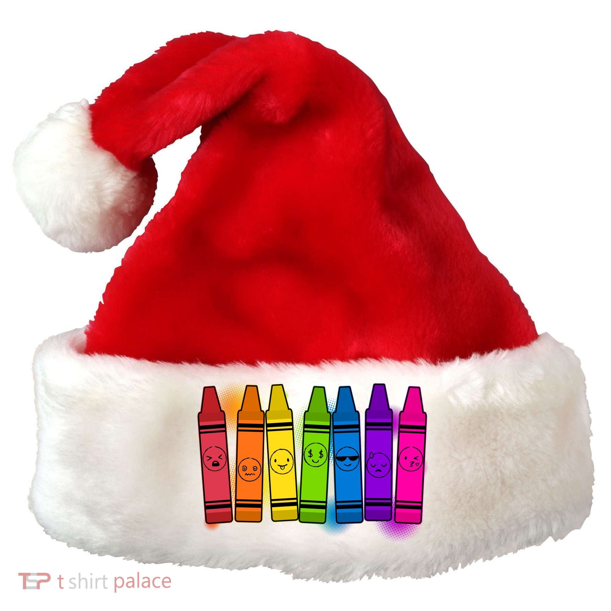 Cute Emotions Emoji Crayons Santa Hat