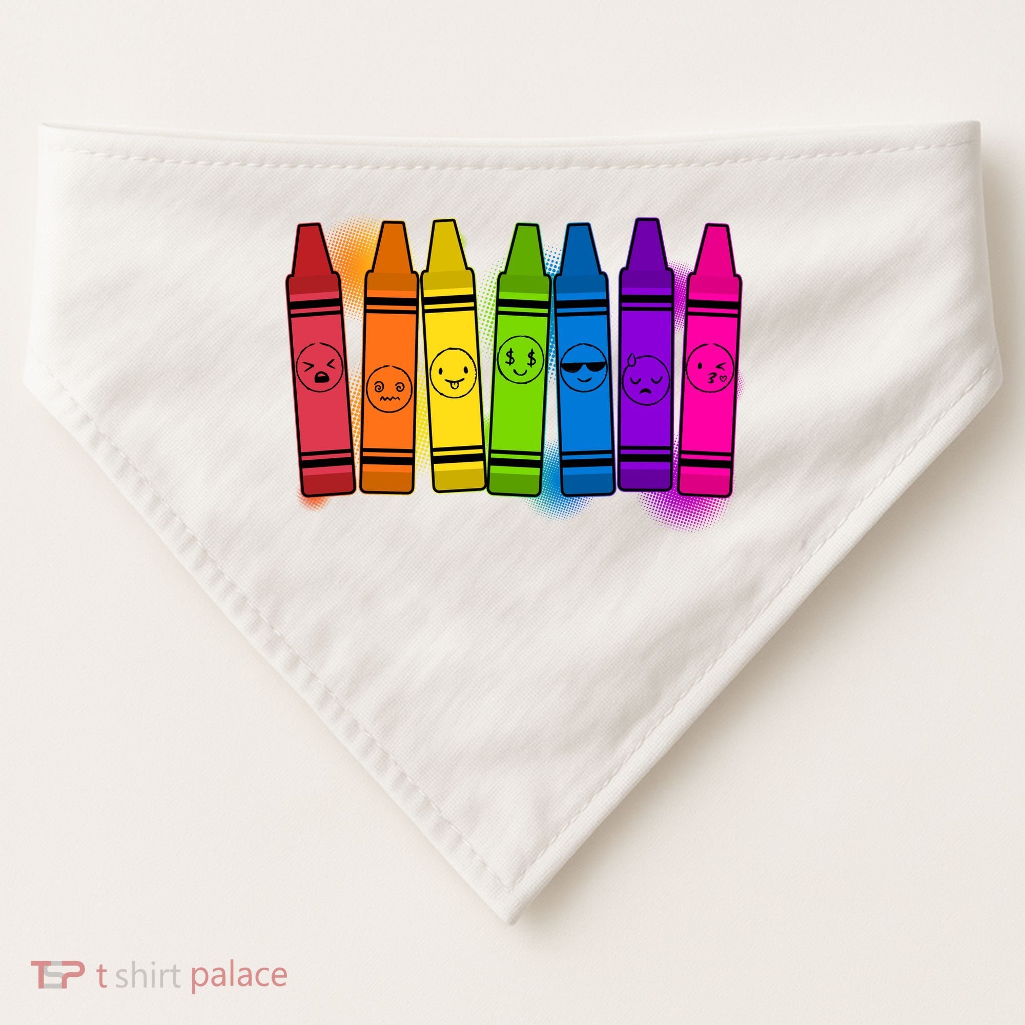 Cute Emotions Emoji Crayons USA-Made Doggie Bandana