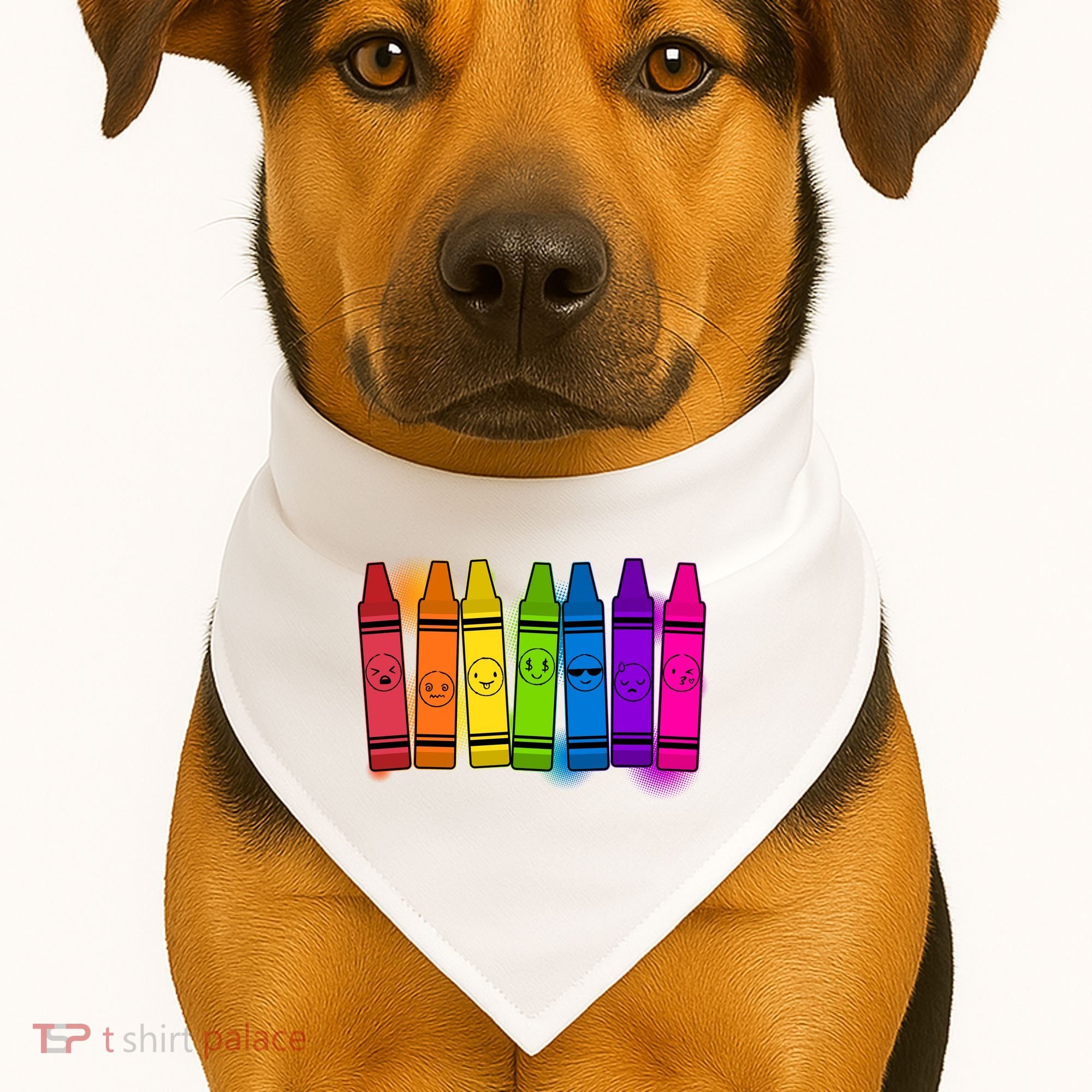 Cute Emotions Emoji Crayons USA-Made Doggie Bandana