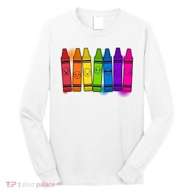 Cute Emotions Emoji Crayons Long Sleeve Shirt