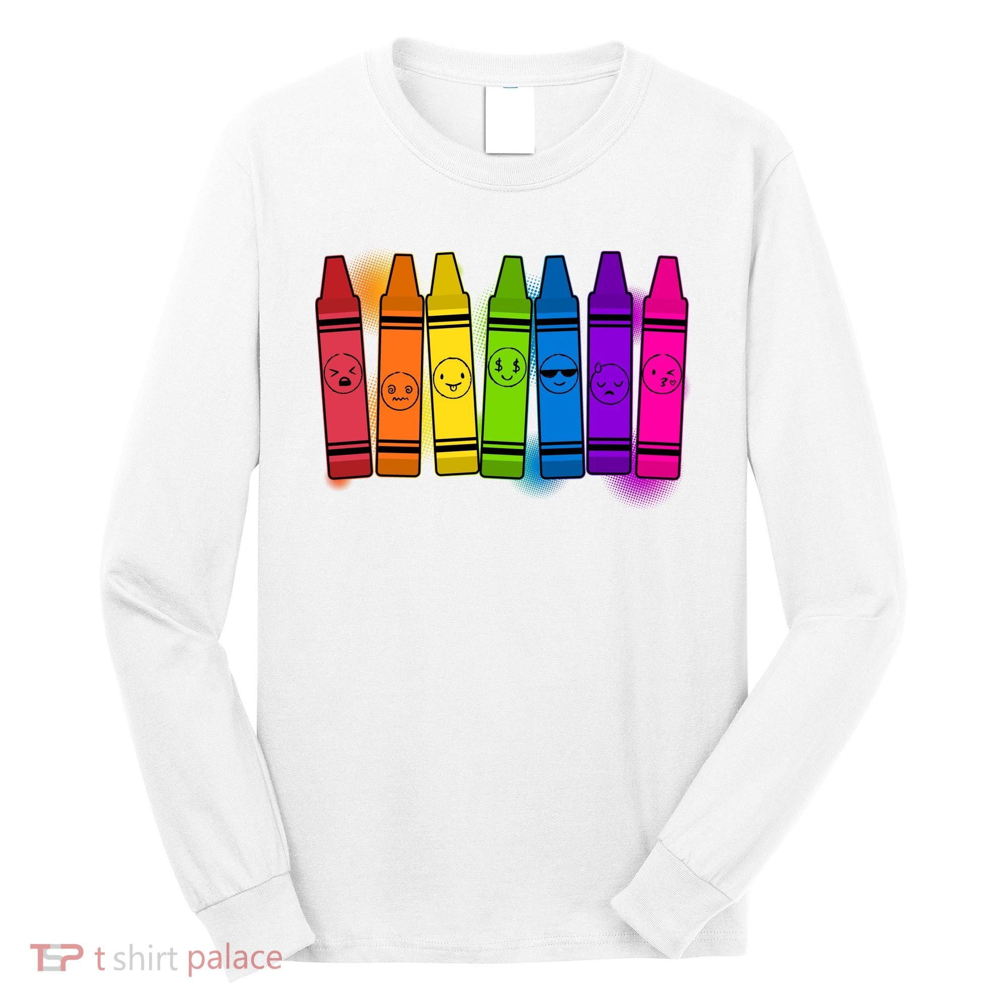 Cute Emotions Emoji Crayons Long Sleeve Shirt
