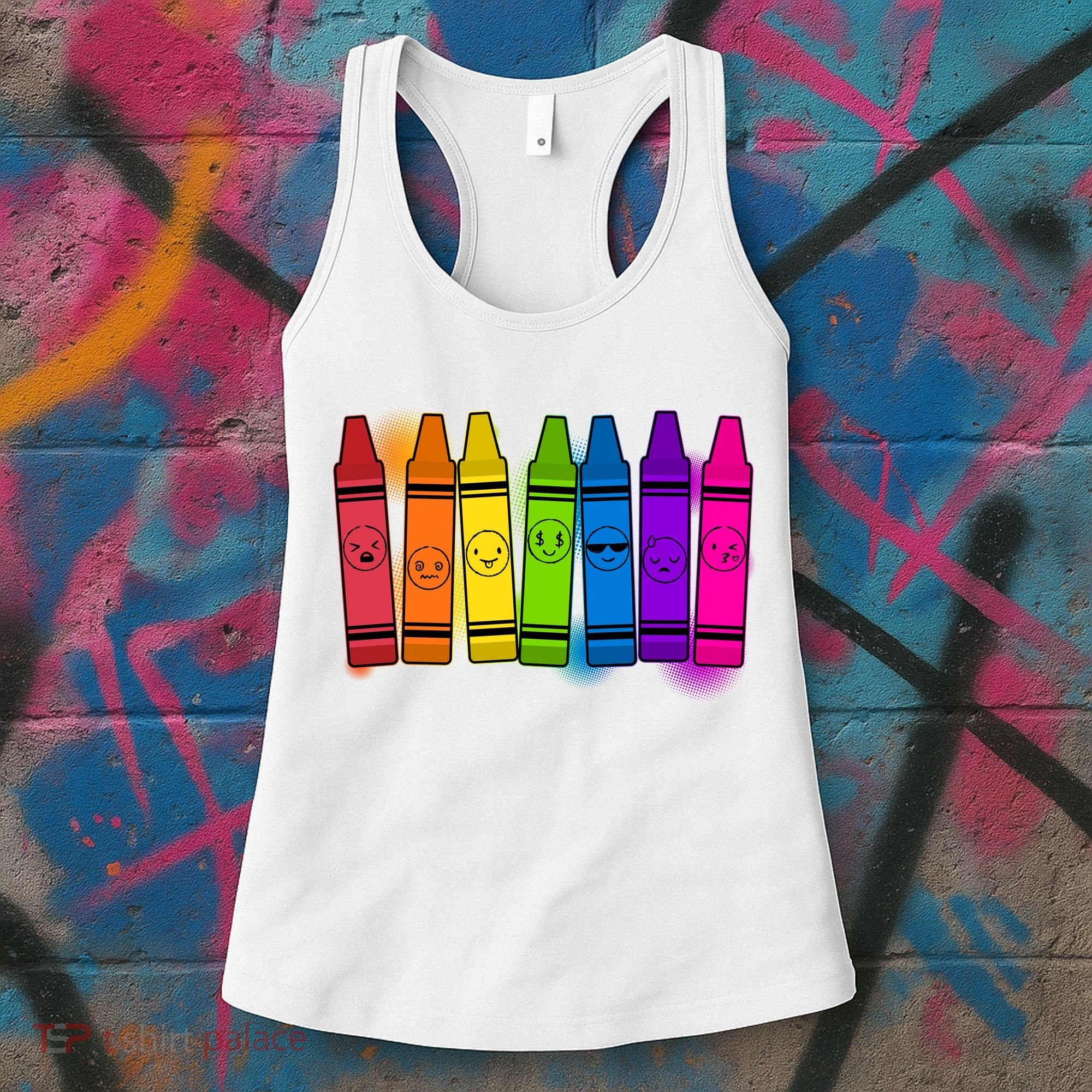 Cute Emotions Emoji Crayons Women's Tank Top