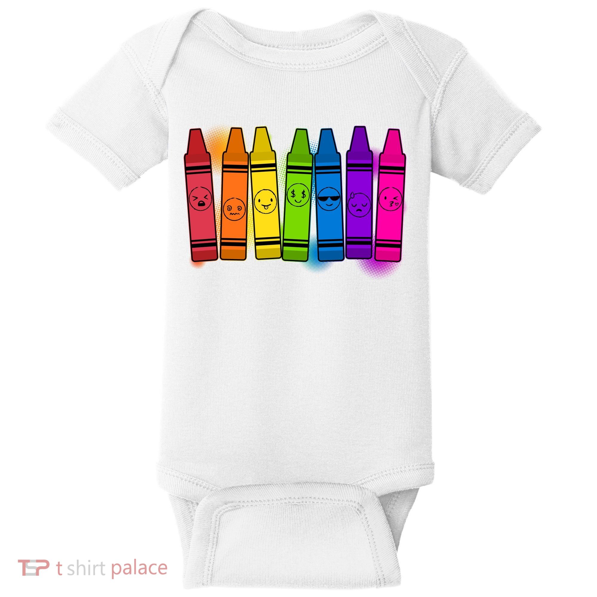 Cute Emotions Emoji Crayons Baby Bodysuit