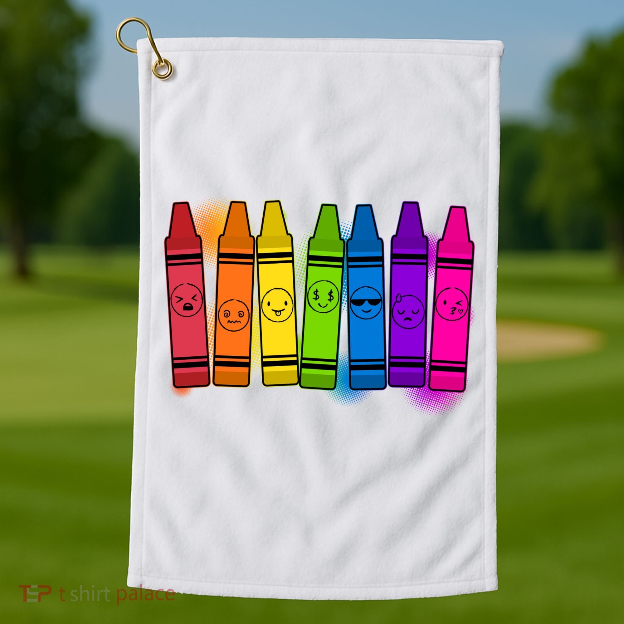 Cute Emotions Emoji Crayons Golf Towel