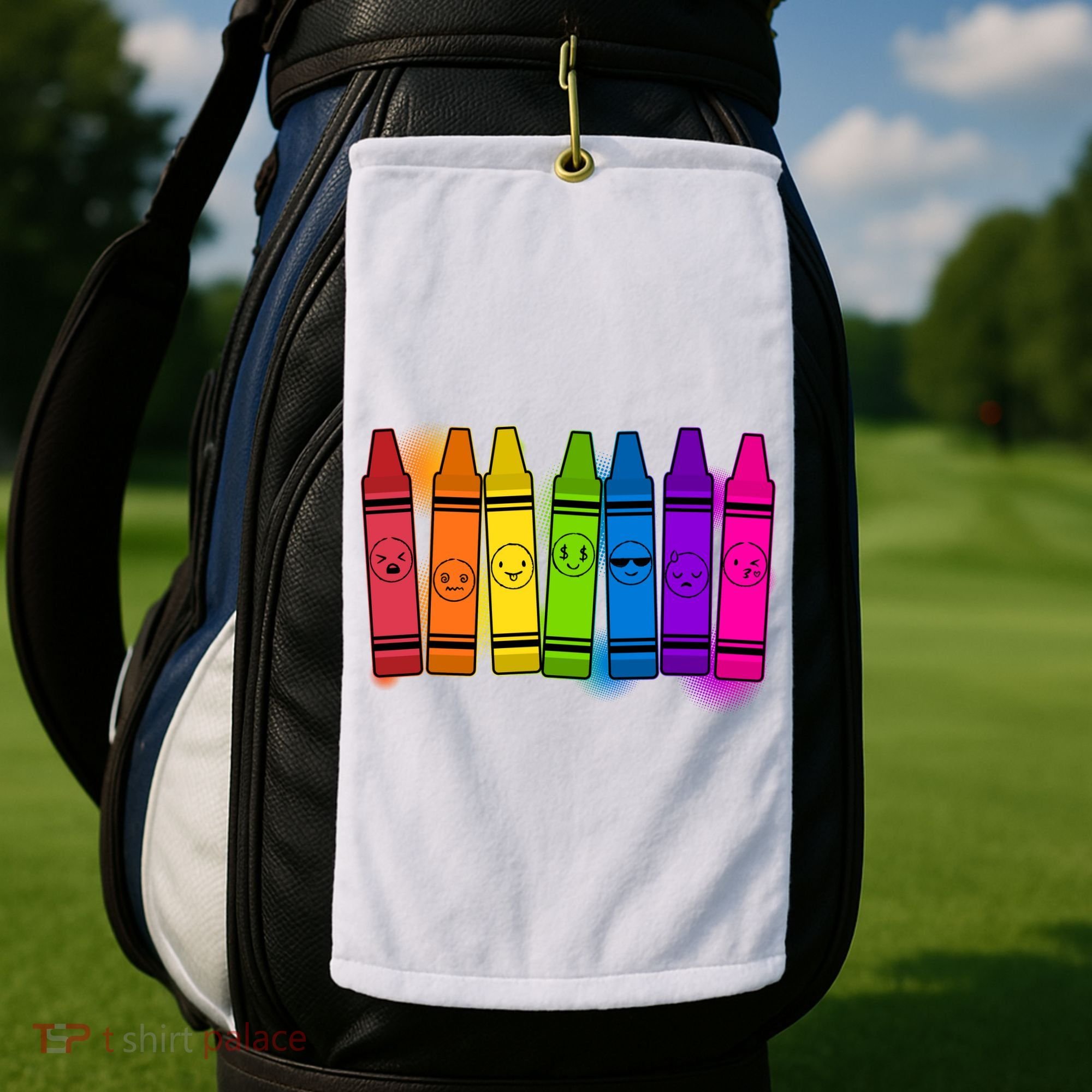 Cute Emotions Emoji Crayons Golf Towel