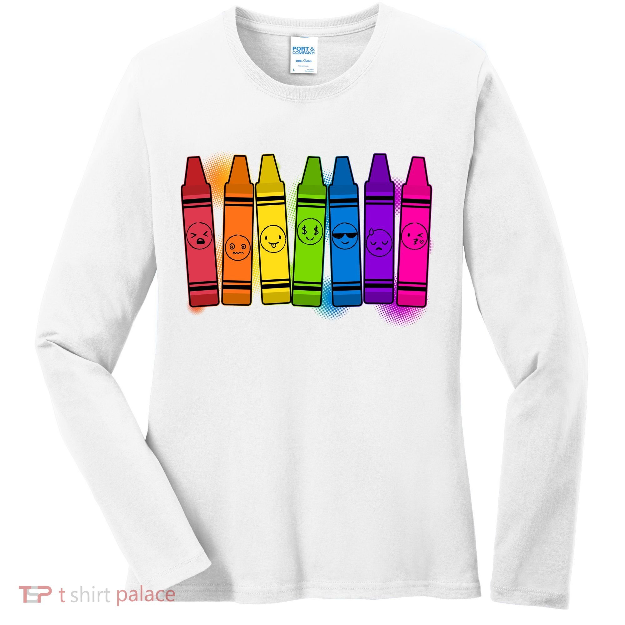 Cute Emotions Emoji Crayons Women's Long Sleeve Shirt