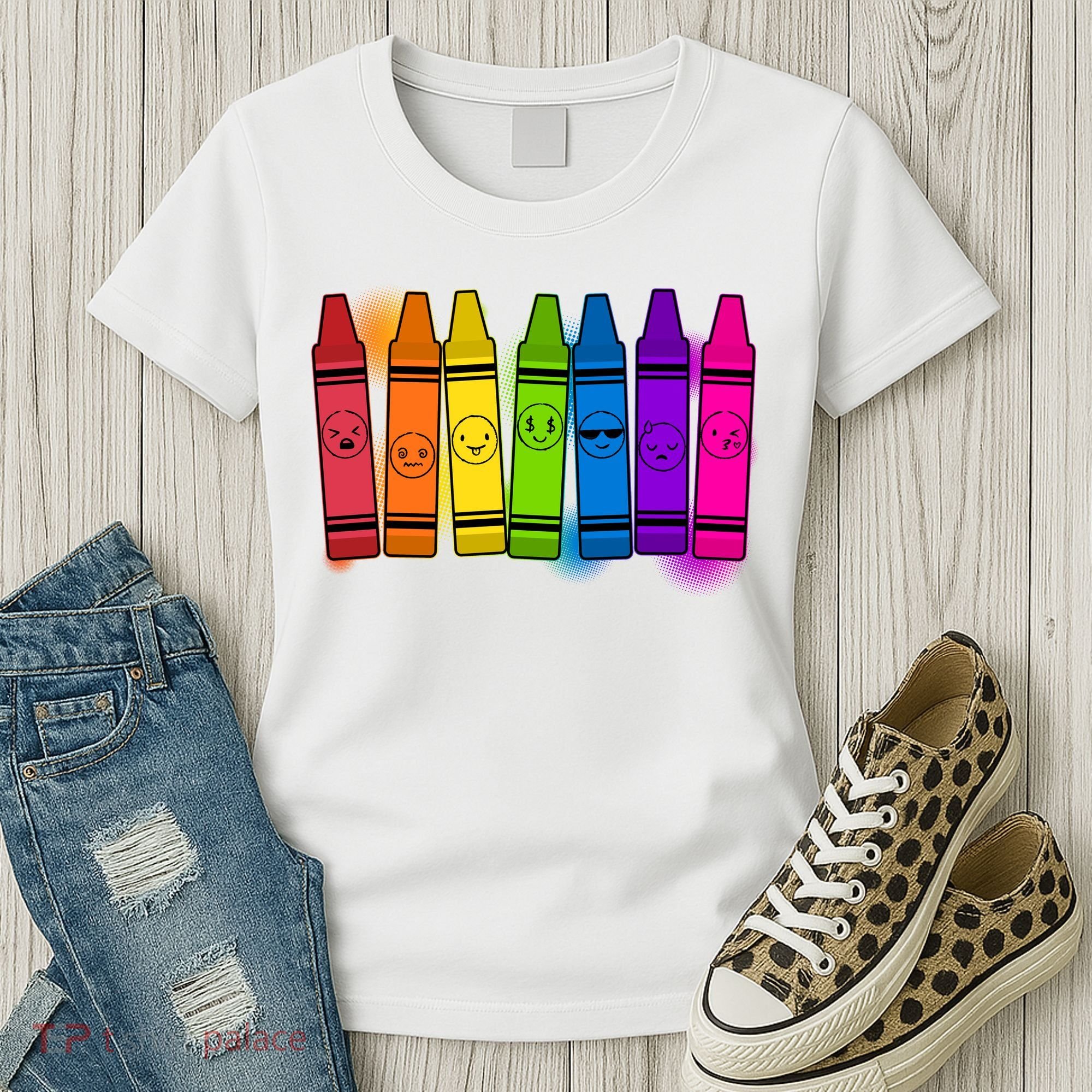 Cute Emotions Emoji Crayons Women's T-Shirt