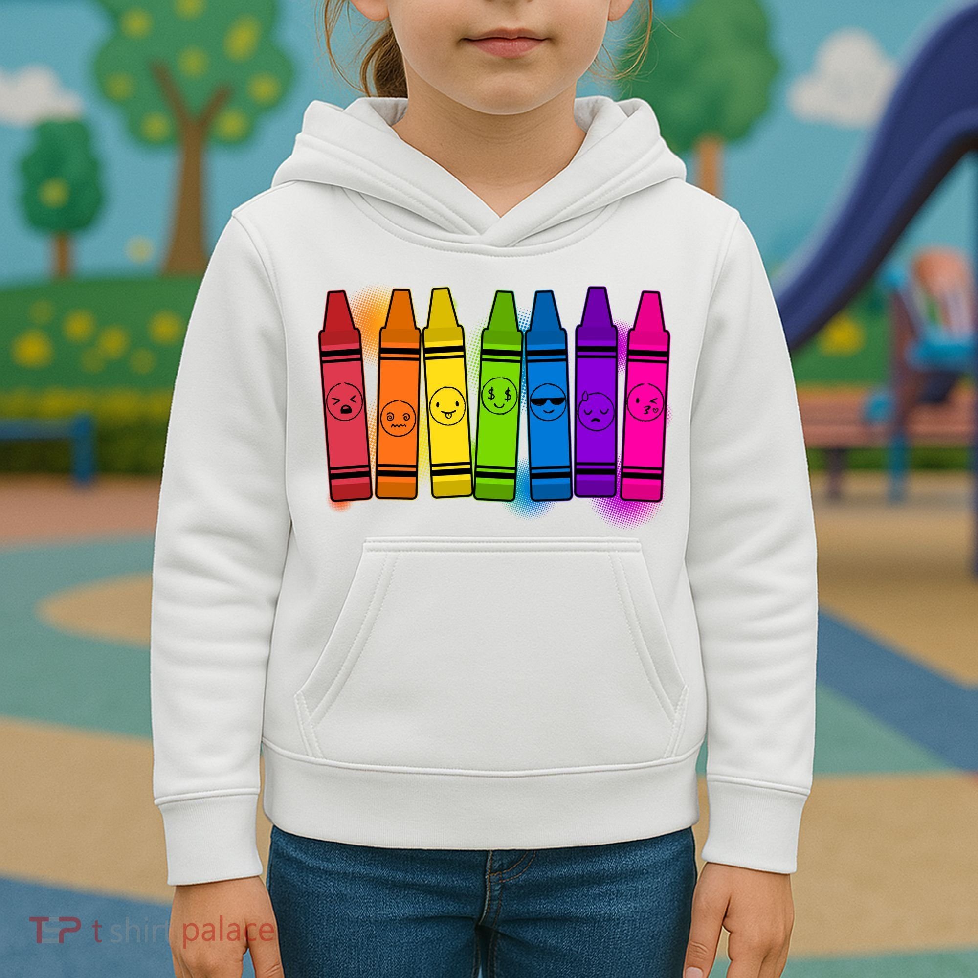 Cute Emotions Emoji Crayons Kids Hoodie