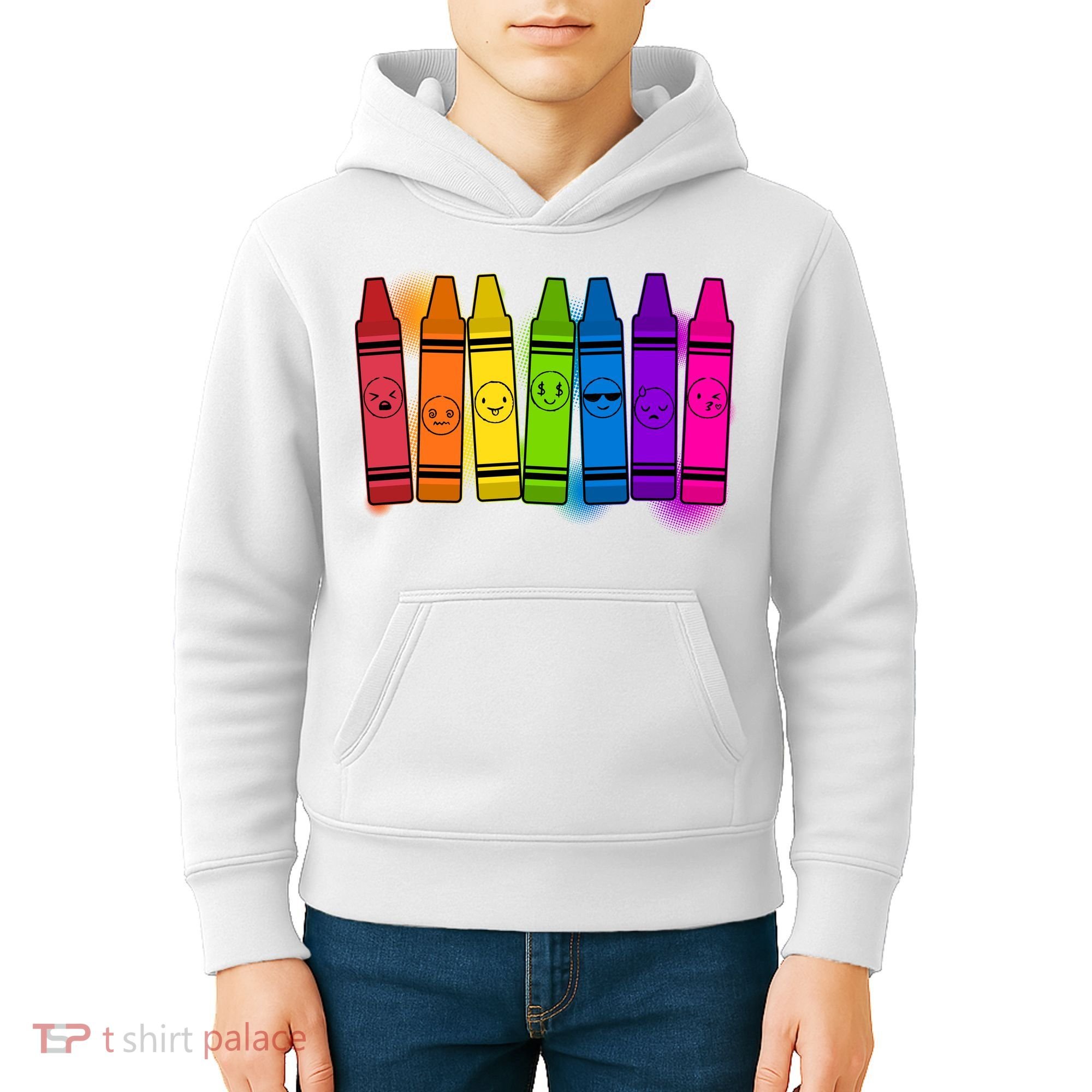 Cute Emotions Emoji Crayons Kids Hoodie