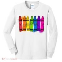 Cute Emotions Emoji Crayons Kids Long Sleeve Shirt thumb 0