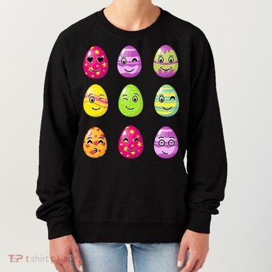 Colorful Easter Eggs Smiley Women's Sweatshirt