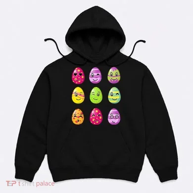 Colorful Easter Eggs Smiley Hoodie