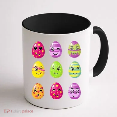 Colorful Easter Eggs Smiley Coffee Mug back