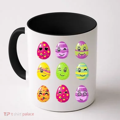 Colorful Easter Eggs Smiley Coffee Mug