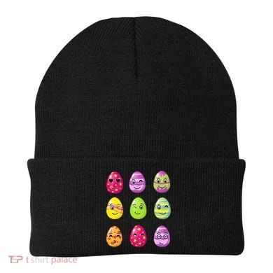 Colorful Easter Eggs Smiley Beanie
