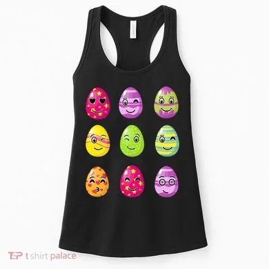 Colorful Easter Eggs Smiley Women's Tank Top