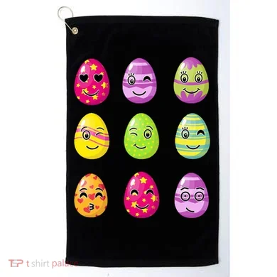 Colorful Easter Eggs Smiley Golf Towel
