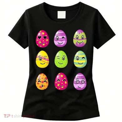 Colorful Easter Eggs Smiley Women's T-Shirt