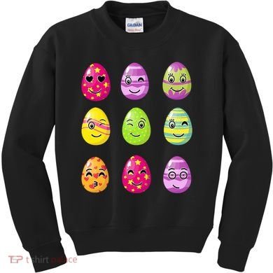 Colorful Easter Eggs Smiley Kids Sweatshirt