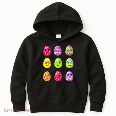 Colorful Easter Eggs Smiley Kids Hoodie