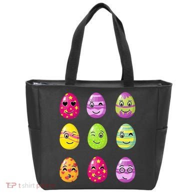 Colorful Easter Eggs Smiley Tote Bag