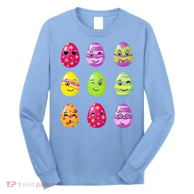 Colorful Easter Eggs Smiley Long Sleeve Shirt
