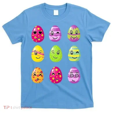 Colorful Easter Eggs Smiley T-Shirt