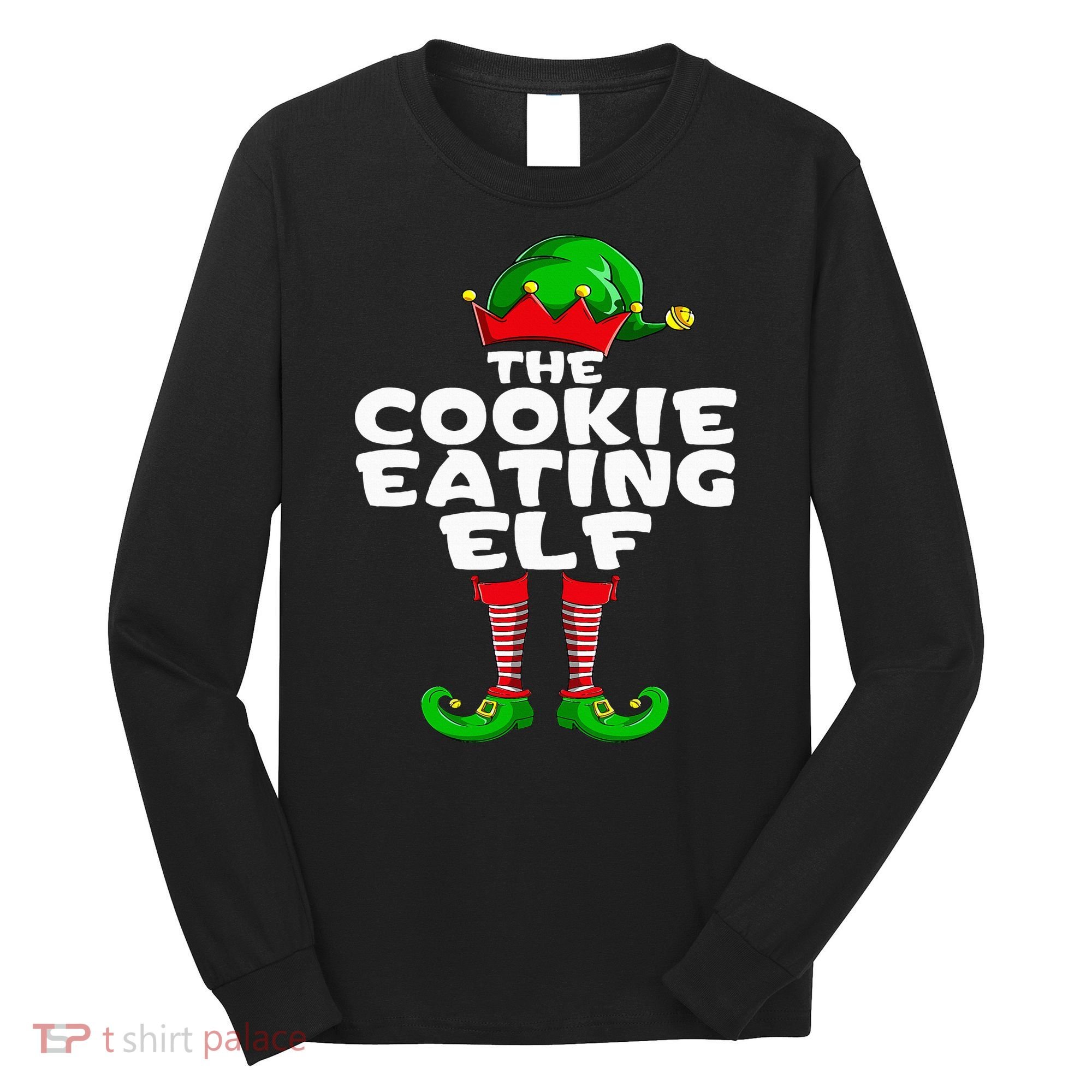 Cookie Eating Elf Matching Family Group Christmas Party Pj Long Sleeve Shirt