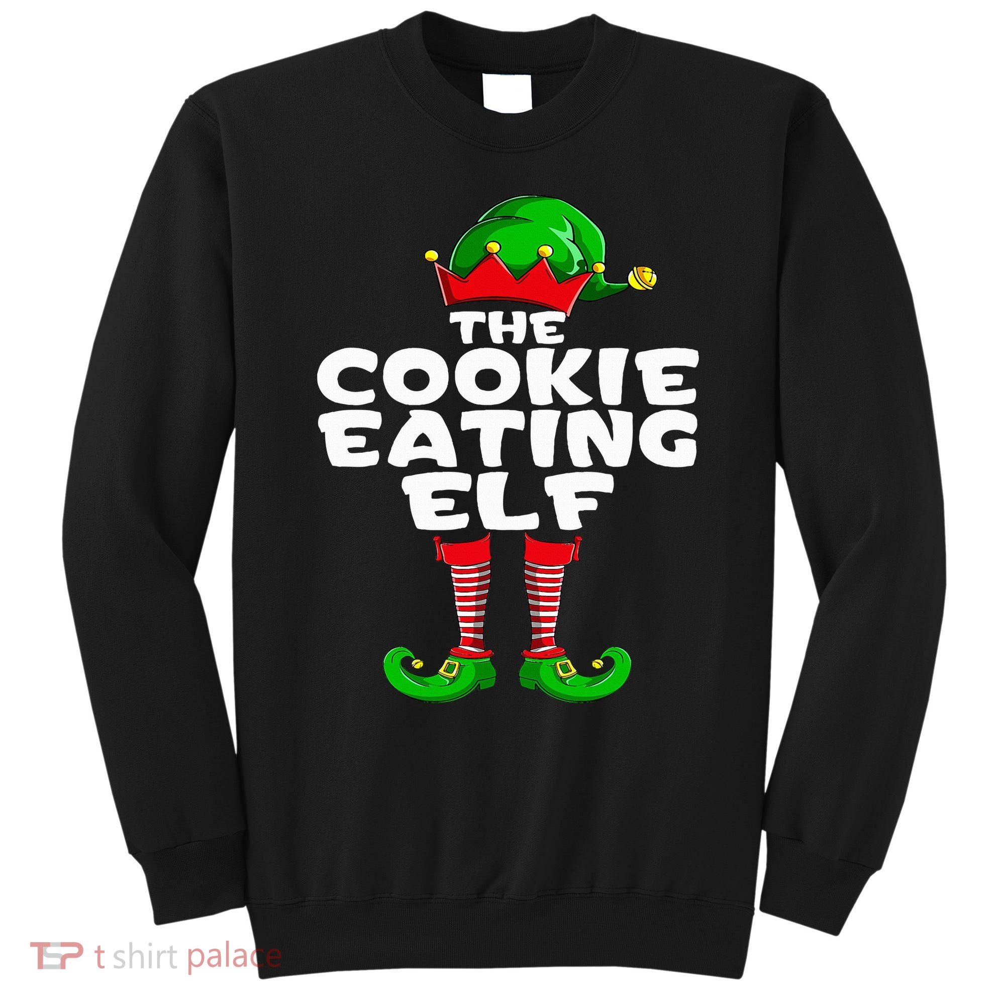 Cookie Eating Elf Matching Family Group Christmas Party Pj Sweatshirt