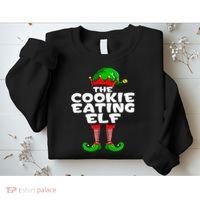 Cookie Eating Elf Matching Family Group Christmas Party Pj Sweatshirt thumb 2